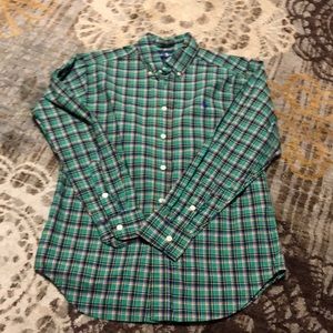Boys Ralph Lauren Oxford green shirt size M
